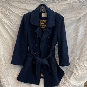Laundry By Shelli Segal Navy Trench Coat with Leopard Lining